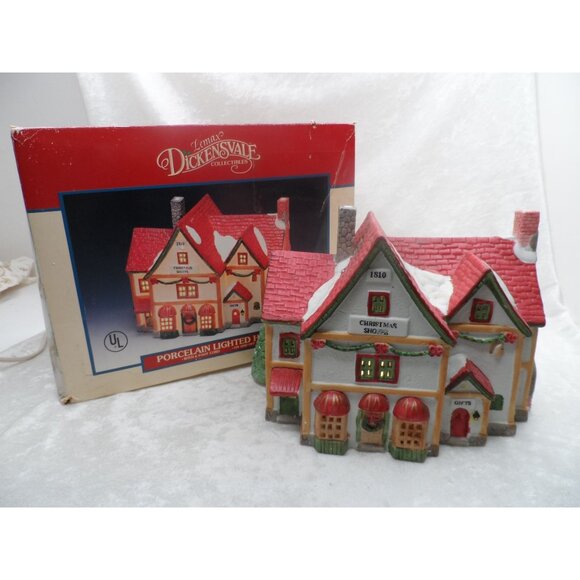 Dickensvale Christmas Shoppe Lighted House Lemax 1993 Christmas Village - Picture 2 of 12